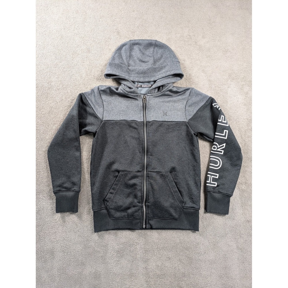 Hurley Jacket Boys Youth Small Gray Nike Dri Lightweight Full Zip Hooded